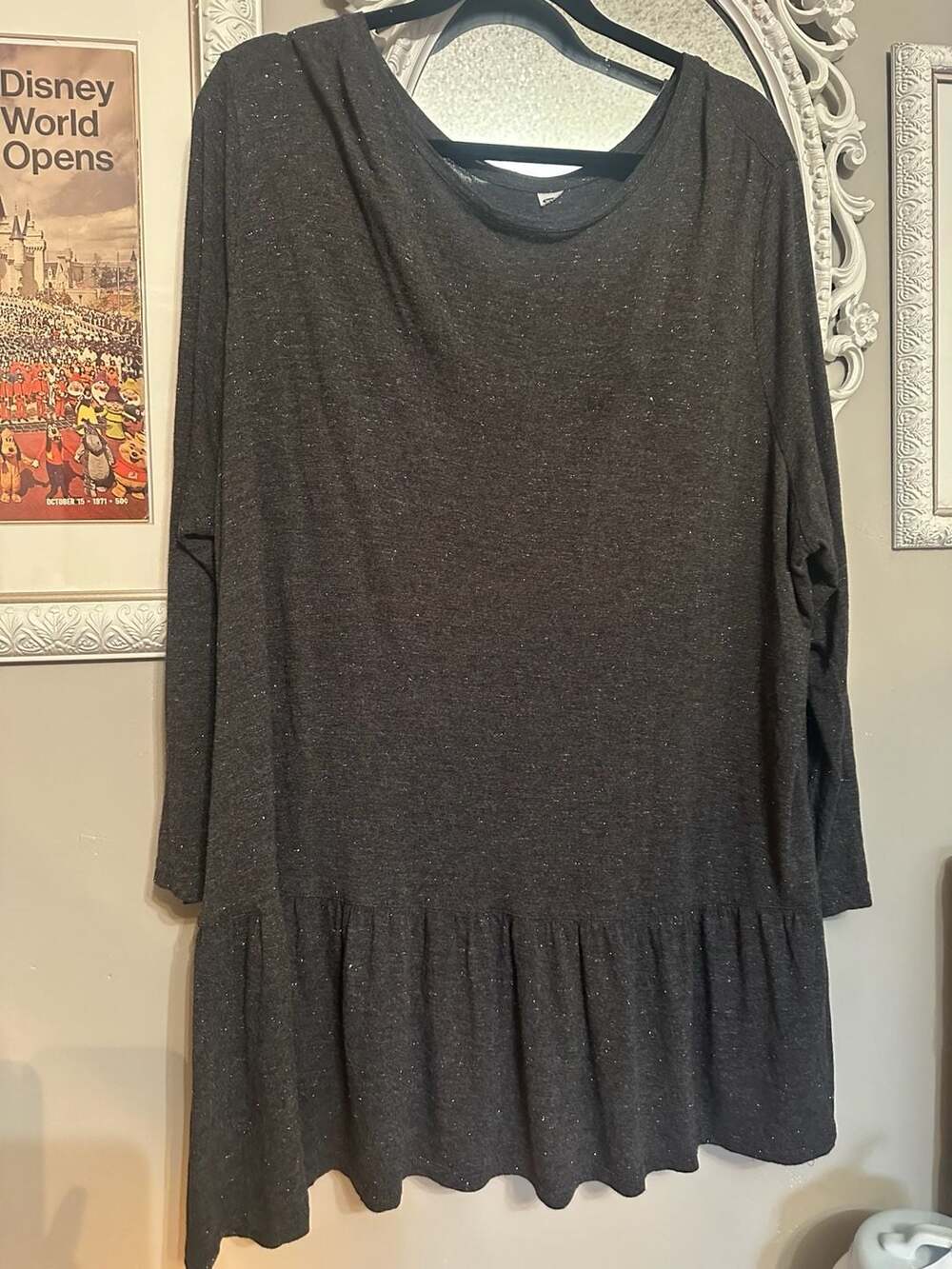 Old Navy Women's 3X Plus Gray Sparkle Peplum Long Sleeve Top